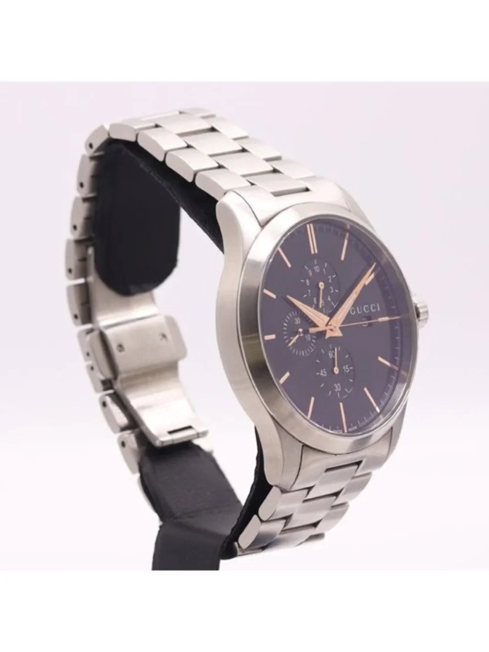 Gucci With and Ji Timeless 126.2 Quartz Date Chronograph Black Dial Watch